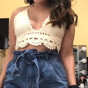 Handmade crochet festival crop top